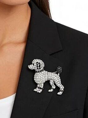 Poodle Rhinestone Brooch Sparkling Lapel Pin Dog Lover